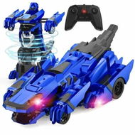 Detailed information about the product 2.4Ghz Remote Control Car Transforming Robot with Flashing Light, 360 Degree Rotation One Button Deformation Car Toy Gifts for Boys Ages 4+(Blue)