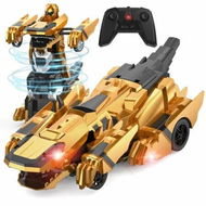 Detailed information about the product 2.4Ghz Remote Control Car Transforming Robot with Flashing Light, 360 Degree Rotation One Button Deformation Car Toy Gifts for Boys Ages 4+(Yellow)