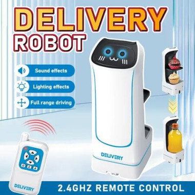 2.4GHz Remote Control Food Delivery Robot Toy,Remote Control Toy Robot With Light And Music,For Children's Birthday Gift