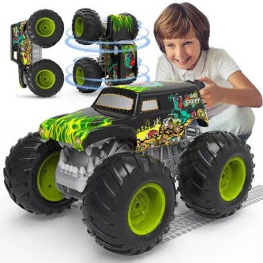 2.4GHz Remote Control Monster Truck Ferngesteuert Mit Licht 360 Degree Drehung Ferngesteuertes Auto,Green