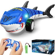 Detailed information about the product 2.4GHZ Remote Control RC Shark Cars with LED Light Rechargeable RC Robot Toy for Kids 360 Degree Rotating Swinging Tail