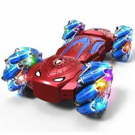 Detailed information about the product 2.4GHz Remote-Controlled Stunt Car with Lights,Music,Mist Spray 360 Degree Drift Rotation Double-Sided Flips for Boys