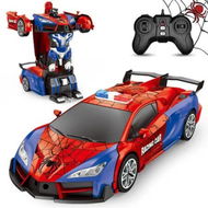 Detailed information about the product 2.4Ghz Transforming Robot Car 1:18 Scale Remote Control Car One Button Transformation to Robot with Flashing Light 360 Degree Rotation