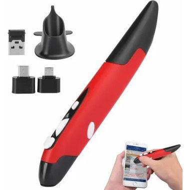 2.4GHz USB Wireless Optical Stylus for Computer Parts for PC Wireless Mouse 2.4G Type of Customised Innovative Vertical Stylus (Red)