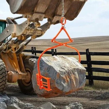 24in Stone Lifting Tongs 2 Claw Steel Rock Tongs Swivel Log Grapple