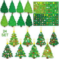 Detailed information about the product 24Pc Christmas Crafts For Christmas Decorations,Christmas Tree Ornaments With Sticker Kits,Set For Holiday Decorations,Party Favors