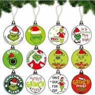 Detailed information about the product 24pcs Christmas Grinch Wooden Ornaments Hanging Christmas Wood Decors Sign Pendants With Rope For Christmas Tree Home Decor