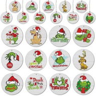 Detailed information about the product 24pcs Christmas Grinch Wooden Ornaments Hanging Christmas Wood Decors Sign Pendants With Rope For Christmas Tree Home Decor