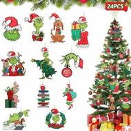 Detailed information about the product 24PCS Grinchs Christmas Decorations,Christmas Tree Ornaments,Cute Wooden Hanging Ornaments for Christmas Tree,Christmas Decor Indoors Home Party