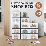 Detailed information about the product 24PCS Plastic Shoe Display Cases Stackable Storage Organiser Box White