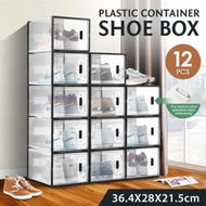 Detailed information about the product 24PCS Shoe Box Sneaker Storage Display Case Clear Plastic Boxes Organiser Stackable Extra Large