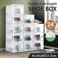 Detailed information about the product 24PCS Shoe Storage Box Sneaker Display Case Clear Plastic Boxes Extra Large Stackable Organiser X2