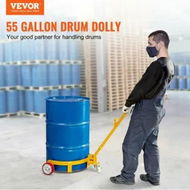 Detailed information about the product 250L Drum Dolly 544 kg Load Capacity Barrel Dolly Cart Drum Caddy Round Dolly Steel Low Profile Heavy Duty Steel Frame with Adjustable Handle 3 Wheels