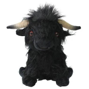 25cm Highland Cow Plush Toy Animal Doll Soft Stuffed Girls Boys Gift Toy Color Black