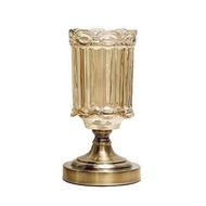 Detailed information about the product 25cm Transparent Glass Flower Vase With Metal Base Filler Vase