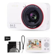 Detailed information about the product 2.7K Digital Camera 64MP Point and Shoot Digital Cameras with 18X Zoom, Autofocus Vlogging Camera for Travel Photo Camera for Kids Beginners (White)