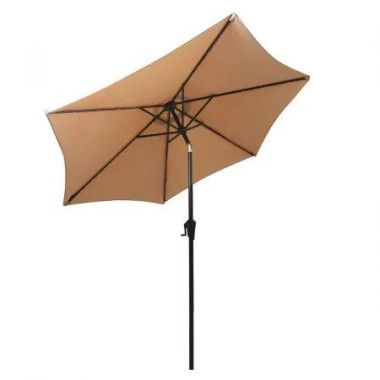 2.7M LED Outdoor Umbrella Base Stand Khaki