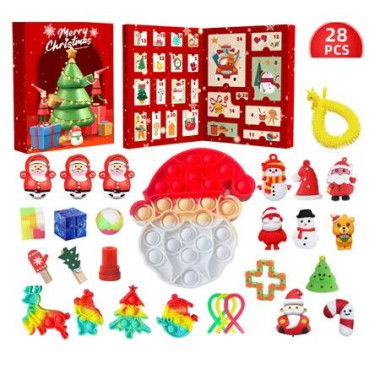 28 PCS Santa Claus Style Decompression Toys Christmas Blind Box Ideal For Christmas Gifts And Holiday