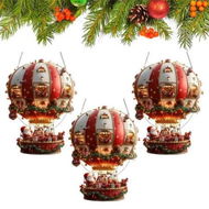 Detailed information about the product 2D Acrylic Ornament Santa Hot Air Balloon Flat Acrylic Pendant, Easy Hanging for Garden Yard Living Room (3 Pack)