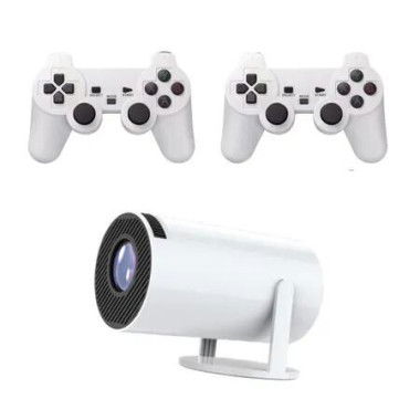 2in1 Game Projector Handheld Mini Projectors 130Lumens with 20000+ Game Consoles 64G TF Cards 2 Controlers HDTV Android11 Builtin Speaker