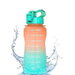 2L Water Bottle Motivational Leak Proof BPA Free With Straw Handle For Fitness Gym Outdoor Sports Orange Green. Available at Crazy Sales for $15.99
