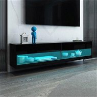 Detailed information about the product 2m Wall Mount TV Cabinet Floating Wood Unit 2 Doors Shelf High Gloss Front Black