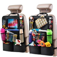 Detailed information about the product 2P Backseat Car Organizer Kick Mats Back Seat Protector With Touch Screen Tablet Holder 9 Pockets Black