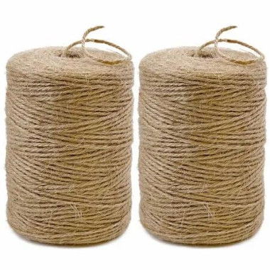 2Pack 2mm Natural Jute Twine String 600M Long Twine String for Crafting Gardening Gift Wrapping Macrame DIY Home Decor