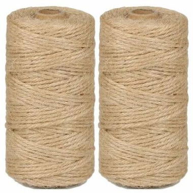 2Pack 3mm Natural Jute Twine String 200M Long Twine String for Crafting Gardening Gift Wrapping Macrame DIY Home Decor