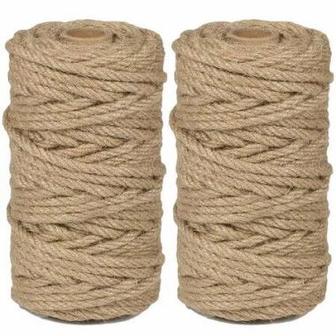2Pack 4mm Natural Jute Twine String 100M Long Twine String for Crafting Gardening Gift Wrapping Macrame DIY Home Decor