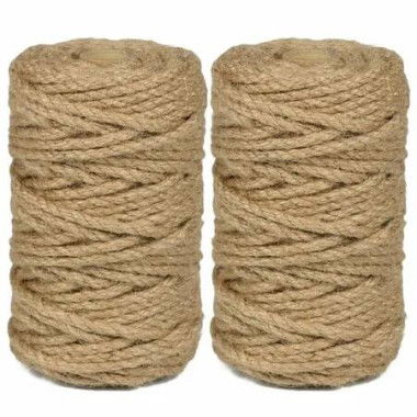 2Pack 5mm Natural Jute Twine String 200M Long Twine String for Crafting Gardening Gift Wrapping Macrame DIY Home Decor