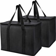 Detailed information about the product 2Pack Black Insulated Reusable Grocery Bag with Zippered Top X-Large Frozen Foods Cold Cooler Shopping Accessories Insulated Bags