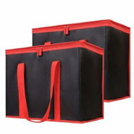 Detailed information about the product 2Pack Black with Red Edge Insulated Reusable Grocery Shopping Bags X-Large Picnic Cooler Bag Zipper Top Cold