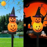 Detailed information about the product 2Packs Halloween Decorations Solar Power Snowman Pumpkin Light Outdoor Atmosphere Decoration Light Courtyard Warm Light