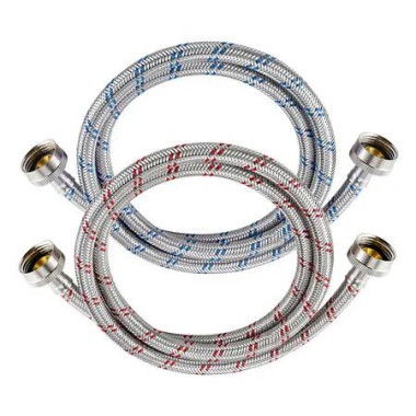 2Pcs 1.5 Meters Washing Machine Hoses, Hot and Cold Striped Water Supply Hoses with 3/4'' Standard Interface fit for ALL Washer