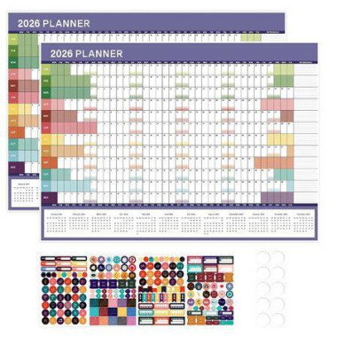 2PCS 2026 74*52cm Wall Planner Large Wall Calendar Full Year Overview Stylish Yet Practical Design Perfect Gift Idea