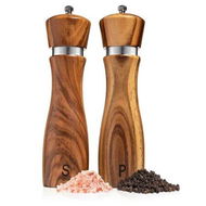 Detailed information about the product 2Pcs 8 Inches Wooden Salt and Pepper Grinder Set, Refillable Salt & Pepper Mills Adjust for Customized Coarseness