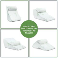 Detailed information about the product 2 Pcs Bed Support Wedge Pillow + Headrest Memory Foam Anti-Bacteria/Dust/Mite Bamboo Cover.