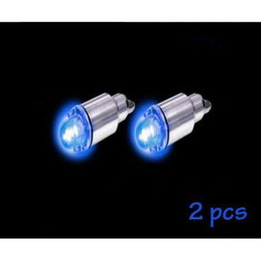 2pcs Blue Car Auto Tire Wheel Valve Stem LED Cap Bicycle Tyre Night Light Lamp