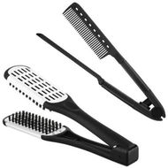 Detailed information about the product 2pcs Boar Bristle Brushes Double-Sided Brush and Flat Iron Comb for Straightening Knotty and Dry Hair Color Black And White