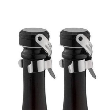 2PCS Champagne Wine Bottle Stoppers Stainless Steel with Food Grade Silicone, Leak Proof Keep Fresh Reusable Saver (2 PCS Silverï¼‰