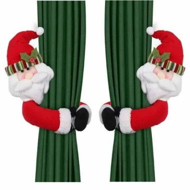 2Pcs Christmas Curtain Buckle Tieback, Santa Curtain Tiebacks Holdback Fastener Buckle Clamp Window Decorations Home Holiday Decor 2025