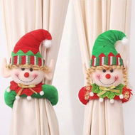 Detailed information about the product 2pcs Christmas Elf Curtain Tiebacks Elf Girl Curtain Holdbacks Plush Curtain Buckle Straps Hook & Loop Cartoon Home Decors