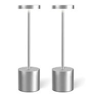 Detailed information about the product 2Pcs Cordless Table Lamps, Rechargeable 1200mAh Battery Powered Outdoor Table Lamps for Restaurant, Patio, Bedroom, Bedside Night Lamp, Silver