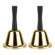 Detailed information about the product 2Pcs Gold Hand Bell, Steel Call Bell for Wedding, Men, Women, Dinner Bells for Food Line, Classroom Bells for Inside, Alarm, Jingles, Ringing, Golden