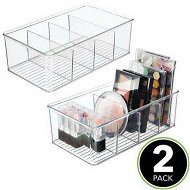 Detailed information about the product 2pcs Kitchen Bathroom Makeup Organizers Storage Box With 4 Compartments For Makeup Cabinet And Refrigerator More In Plastic