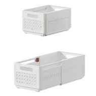 Detailed information about the product 2PCS Large White Retractable Simple Assembled Clothes Kitchen Beverage Sundries Multi-Purpose Collapsible Organizer Drawer Storage Box Bin