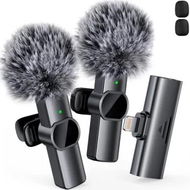 Detailed information about the product 2pcs Lavalier Wireless Microphone for iPhone 15/Android,Wireless Microphone for Video Recording,Game Live Streaming,Interviews,Vlog (Lightning)