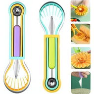 Detailed information about the product 2Pcs Melon Baller Scoop Set, 4 in 1 Stainless Steel Stainless Steel Fruit Tool Set, Fruit Carving Tools for Dig Pulp Separator