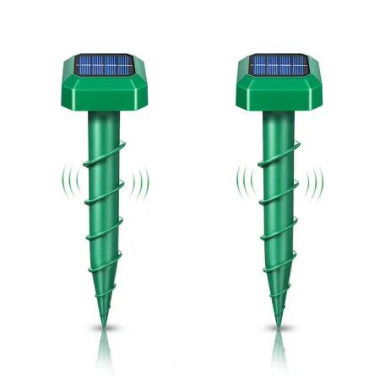 2Pcs Mole Repellent Solar Powered Skunk Snake Repellent for Yard Ultrasonic Deterrent Gopher Repellent for Lawn Garden